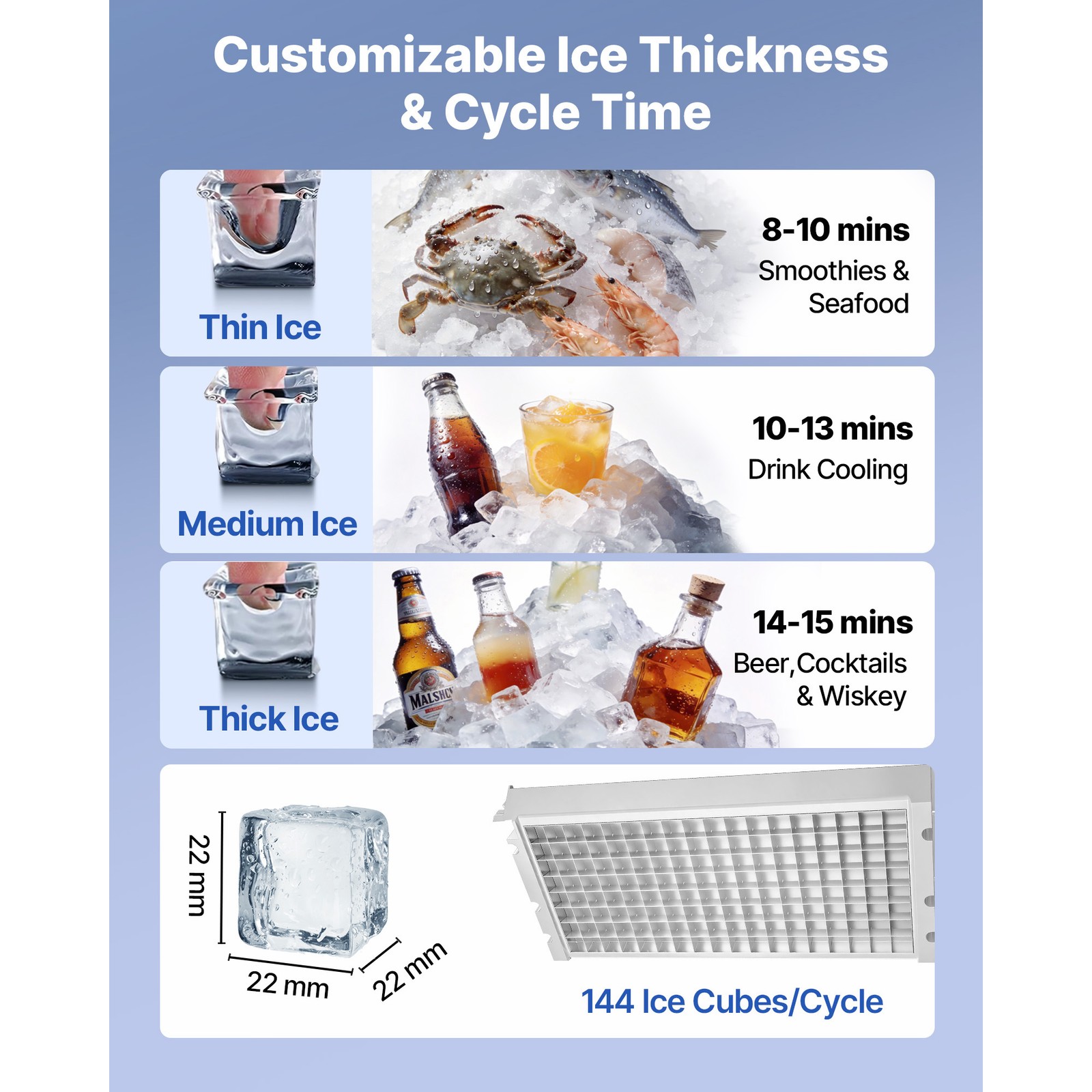 Uimoso 440lbs Commercial Ice Maker Machine 85lb Storage Under Counter Ice Maker