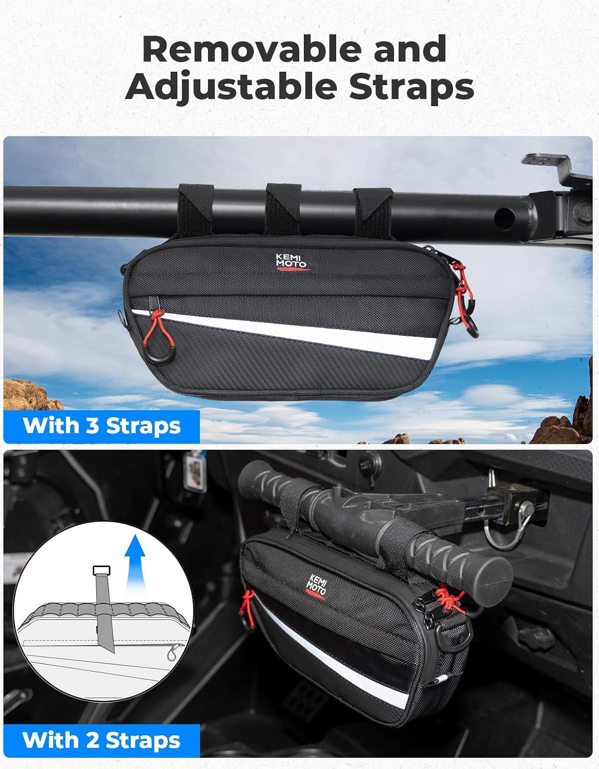 UTV Roll Cage Storage Bag Universal 1680D Grab Handle Storage Bag Dimensions 11″