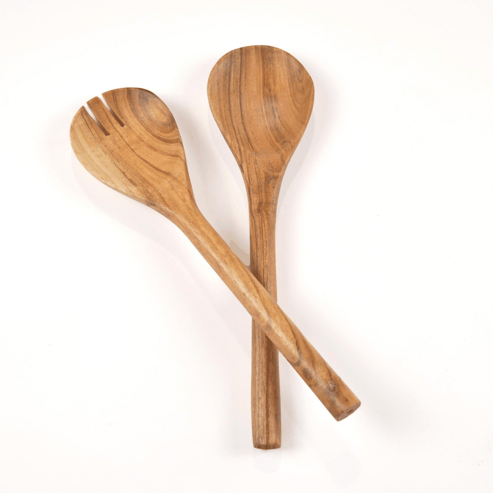 The Fine Living Co. Acacia Salad Servers 11 Inches Wooden Spoon Handcrafted