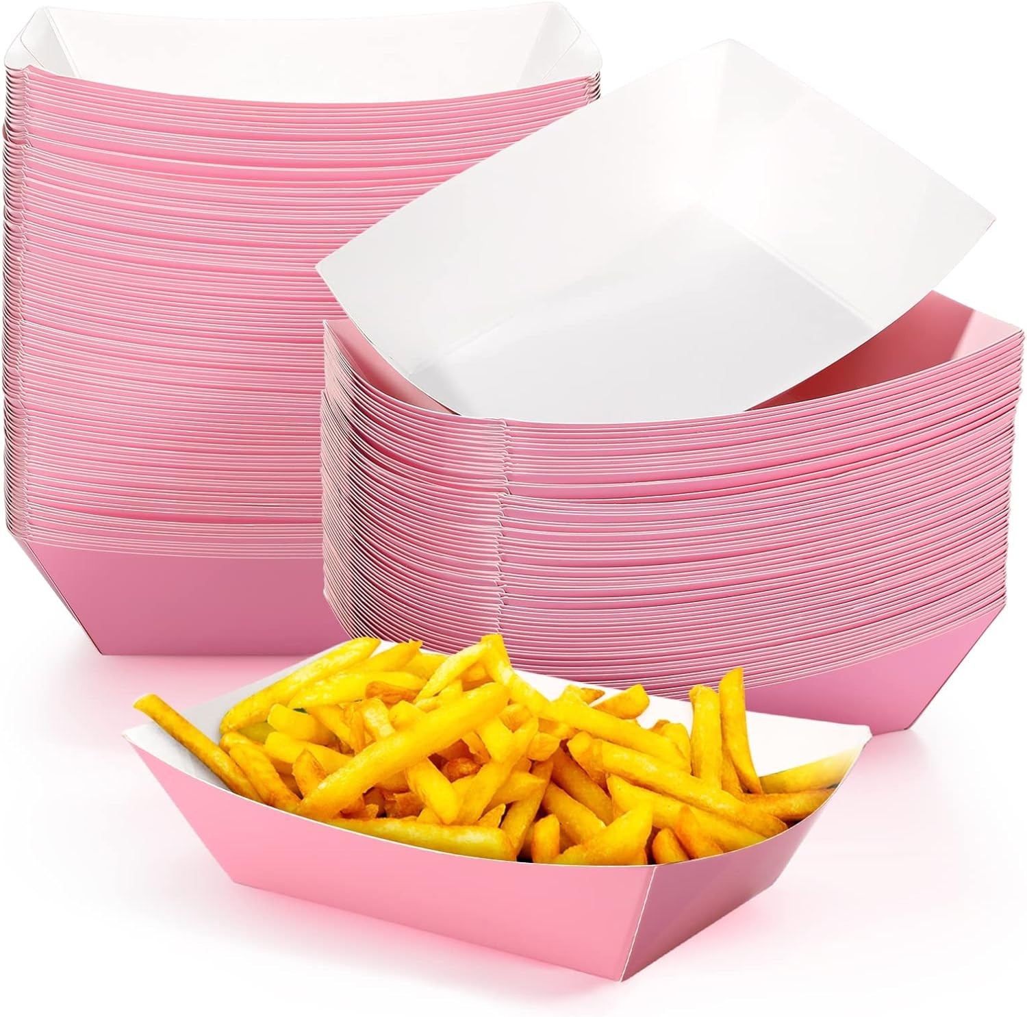 100 Pcs 2lb Paper Food Trays Boat 2lb Disposable Nacho Trays Kraft Paper Boat…