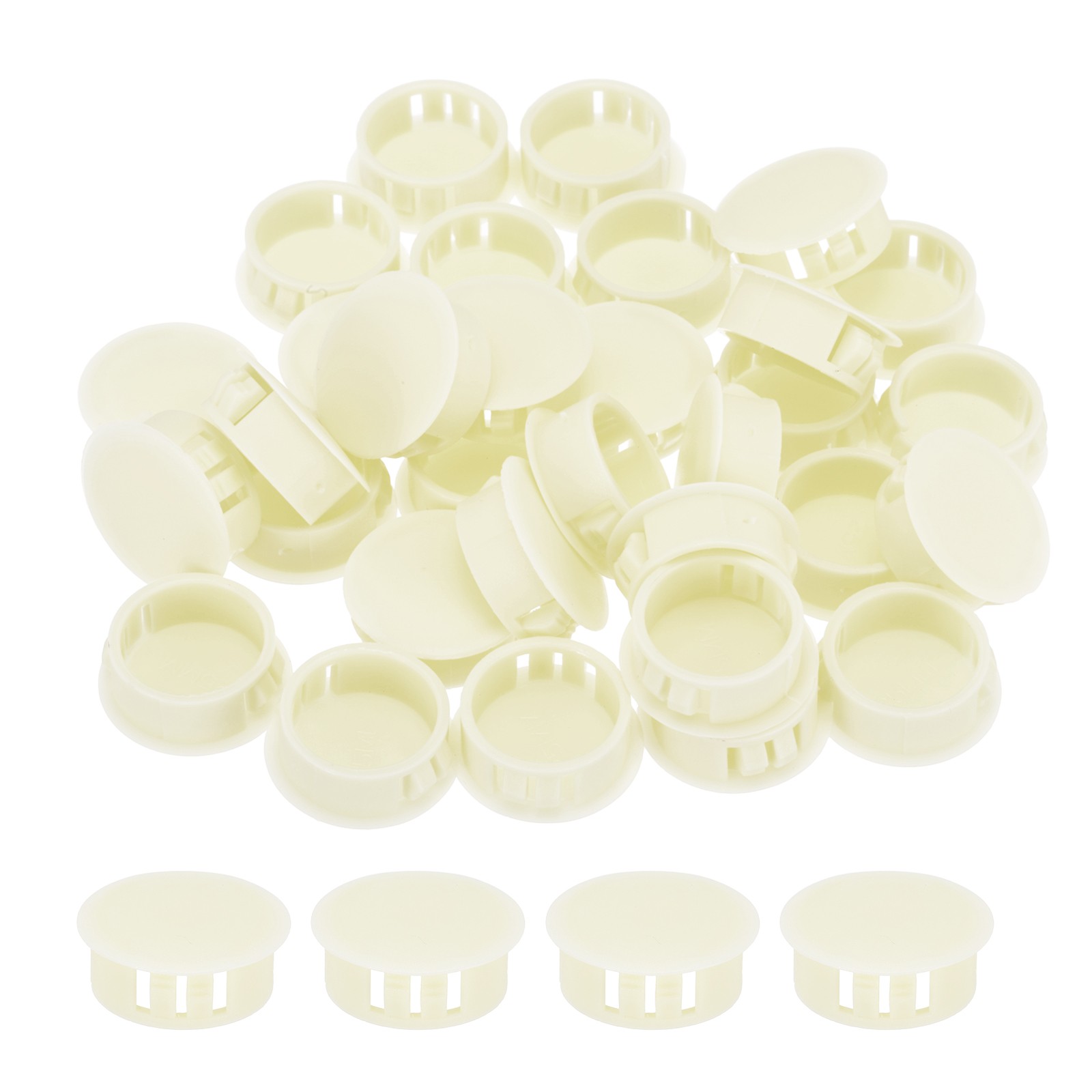 32Pcs 28mm Nylon Plastic Round Locking Hole Plugs Insert End Cap, Beige