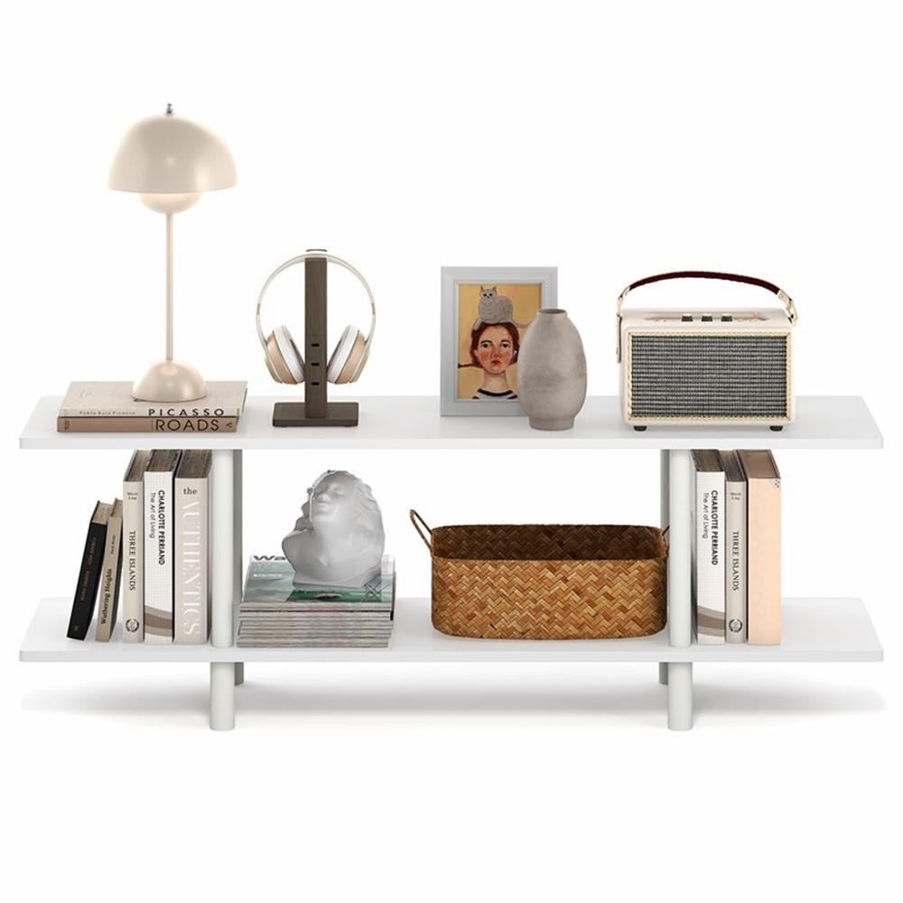 Furinno TURN-N-TUBE 2-Tier 47.2″ Wide Toolless Book Shelf White