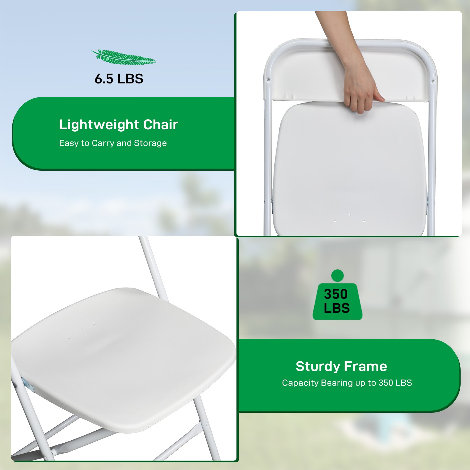8 PCS Plastic Folding Chairs Stackable Wedding Party Camping Dining Seats Home