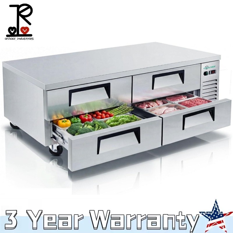 72″ Chef Base Refrigerator Commercial Drawer Prep Table Refrigerator 16 Cu.Ft