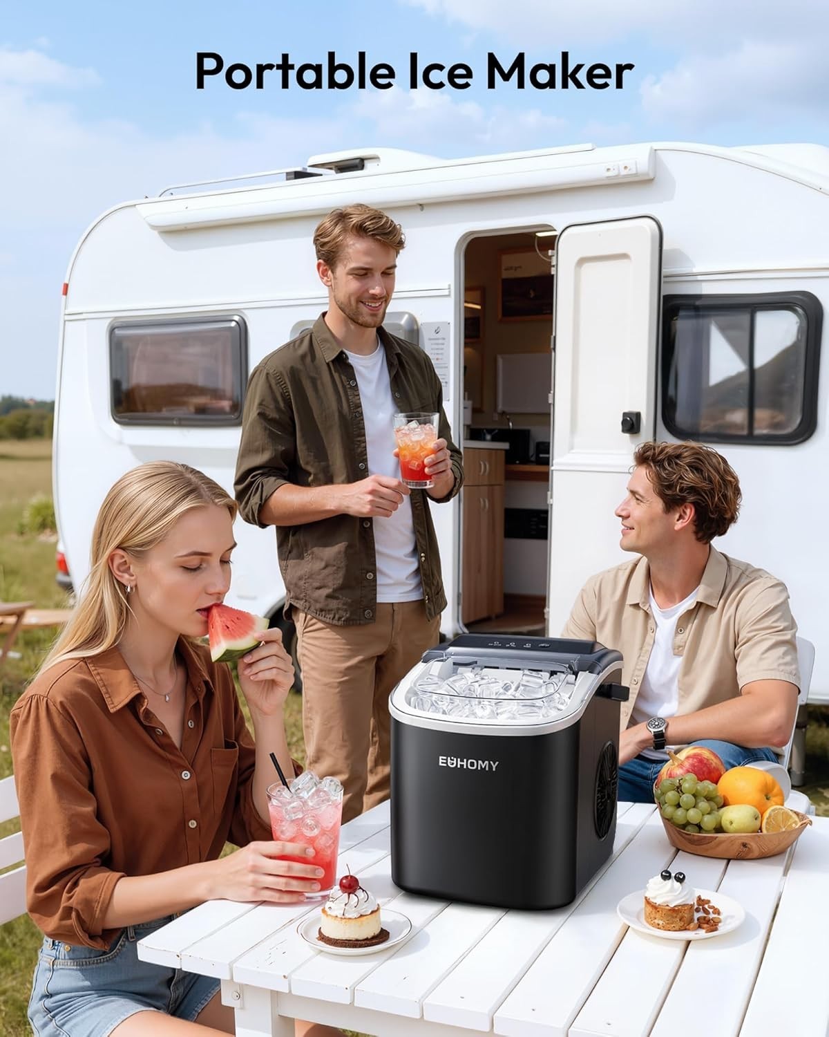 Portable Countertop Ice Maker Machine 26LB/Day Auto Clean Ice Scoop Black