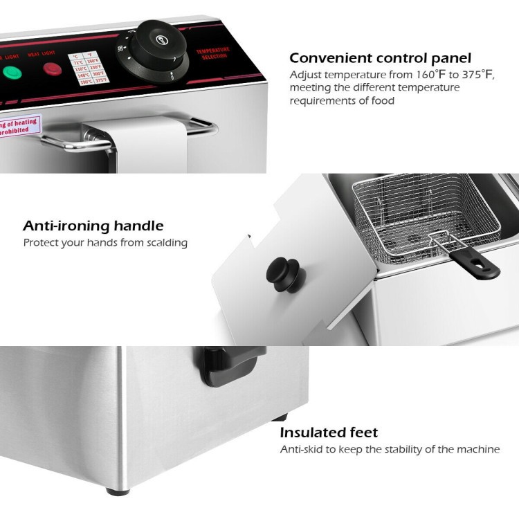 Dual Tank Electric Countertop Deep Fryer, 12.8 Qt, 3400W