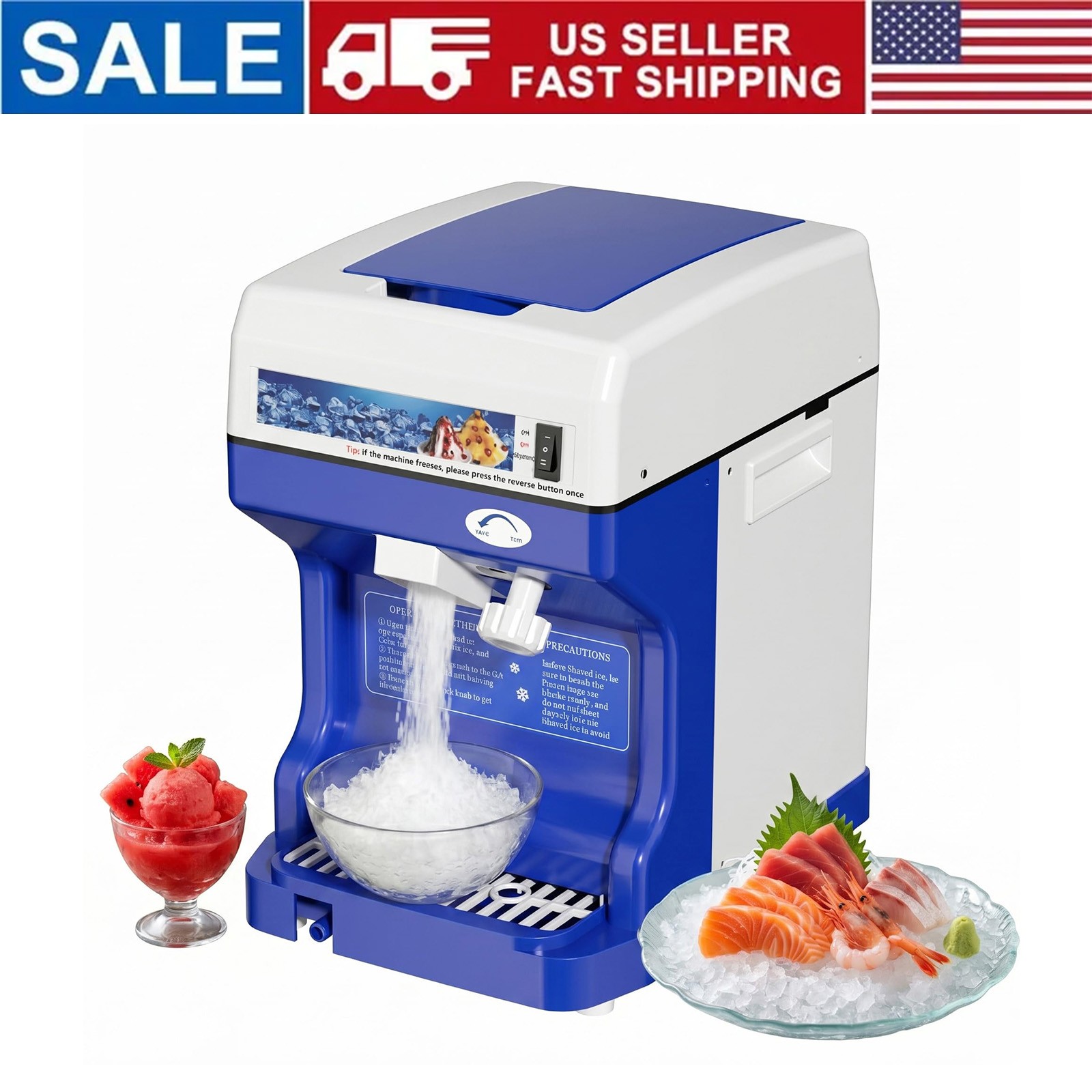 Commercial Ice Shaver Crusher 300LBS/H, 500W Electric Snow Cone Maker 500RPM