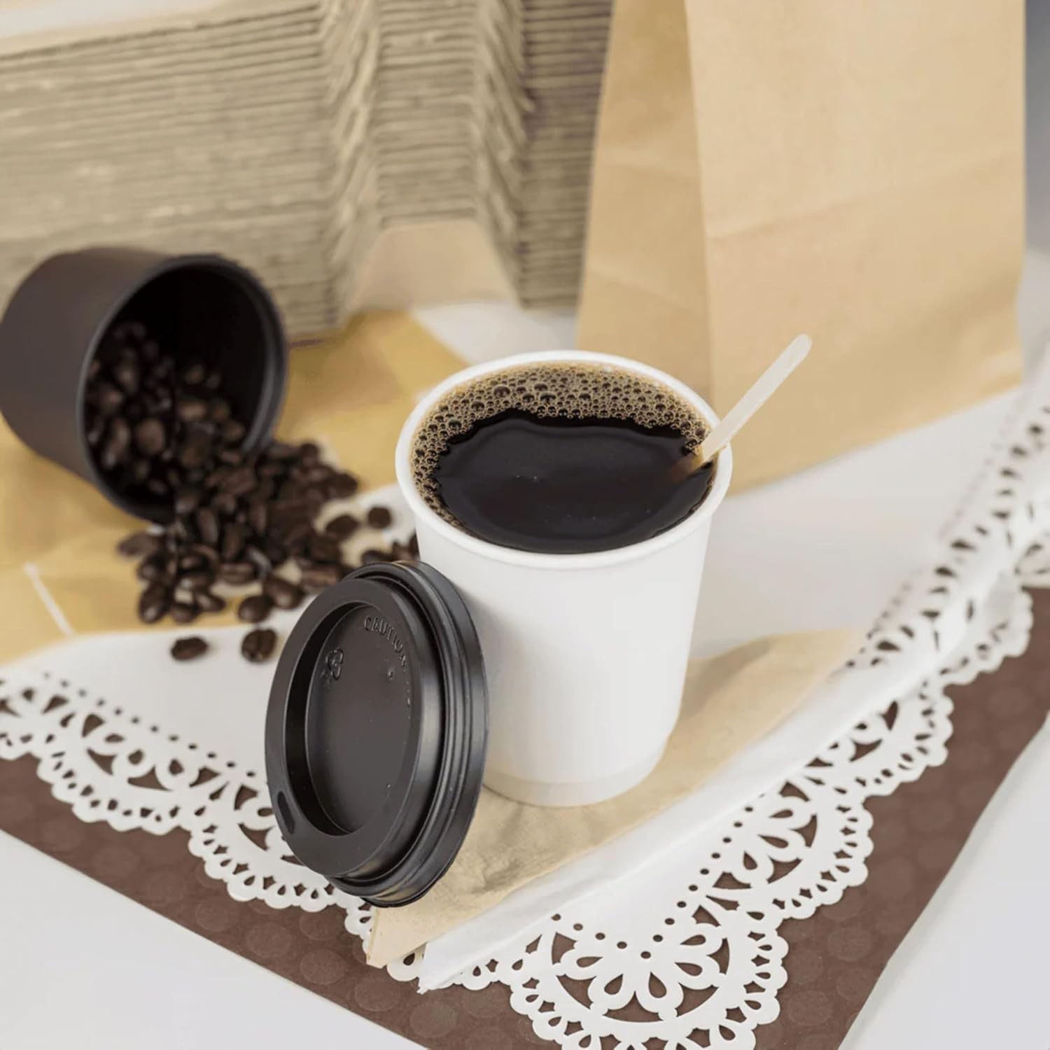 Karat 8oz Insulated Paper Hot Cups (NO LIDS) – White (80mm) – 500 ct, C-KIC508W