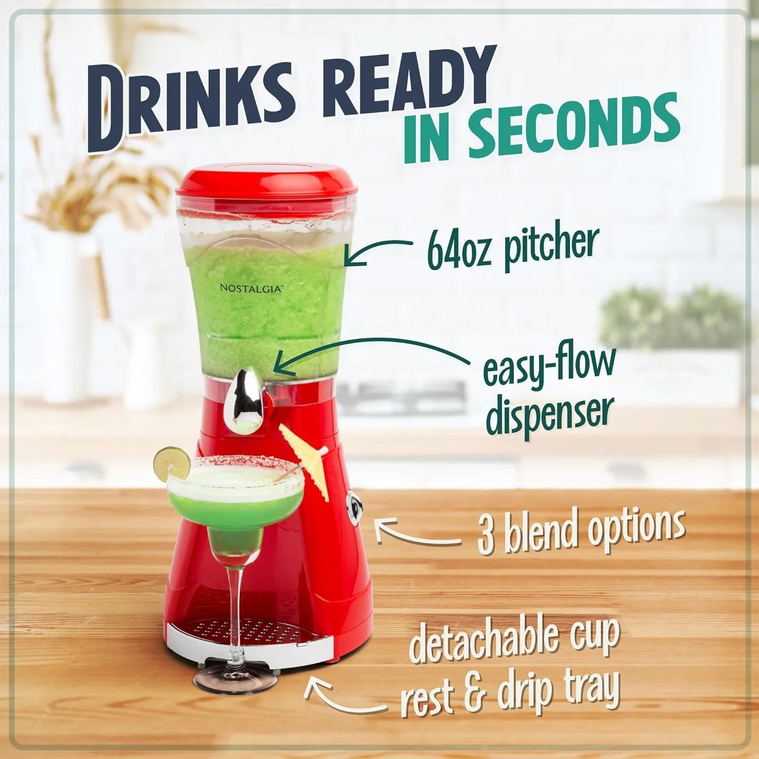 Nostalgia 64 oz Slushie Machine, 200W Slushy Maker and Margarita Maker with 3