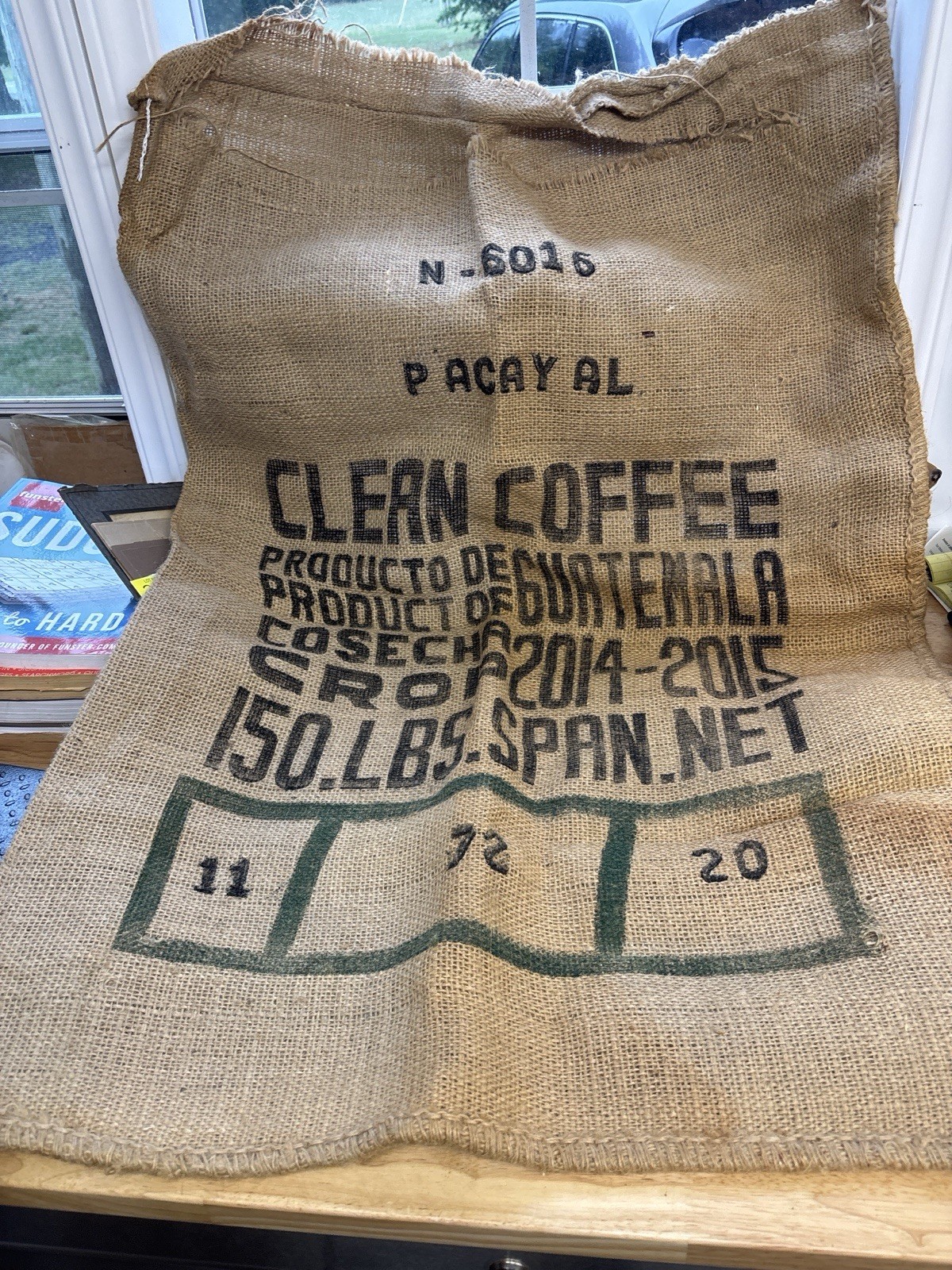Vintage Guatemala Coffee Burlap Sack Clean Coffee 150 LBS Rustic Farmhouse Decor