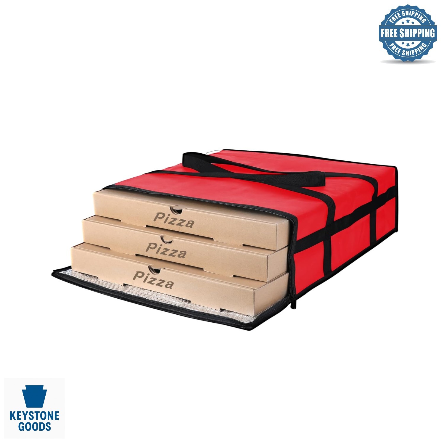 Insulated Pizza Delivery Bag 20x20x6, Commercial Food Carrier, Hot & Cold Foo…