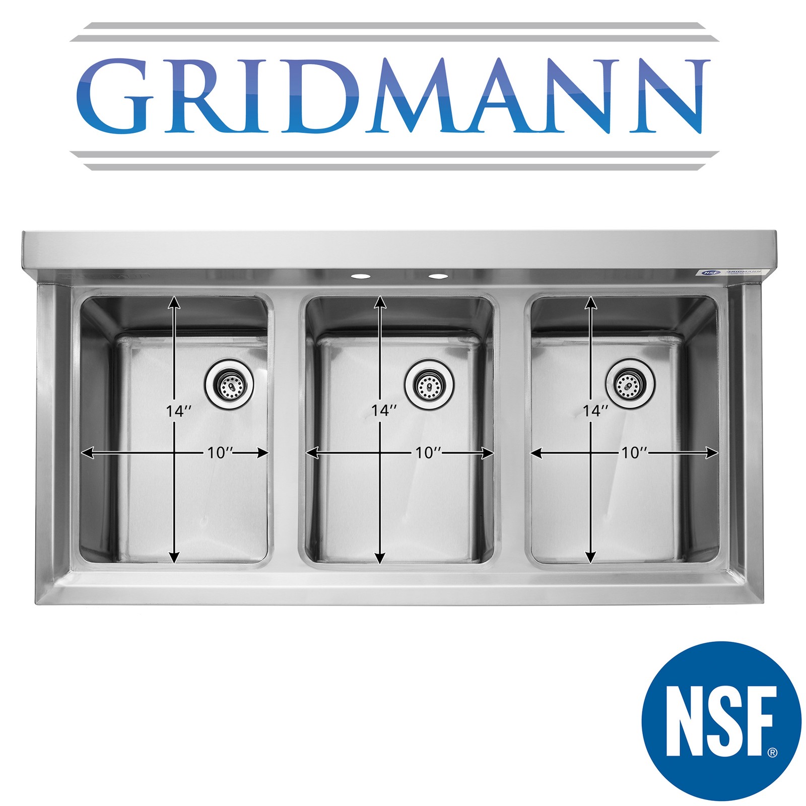 Three Compartment Commercial Kitchen Sink – Stainless Steel