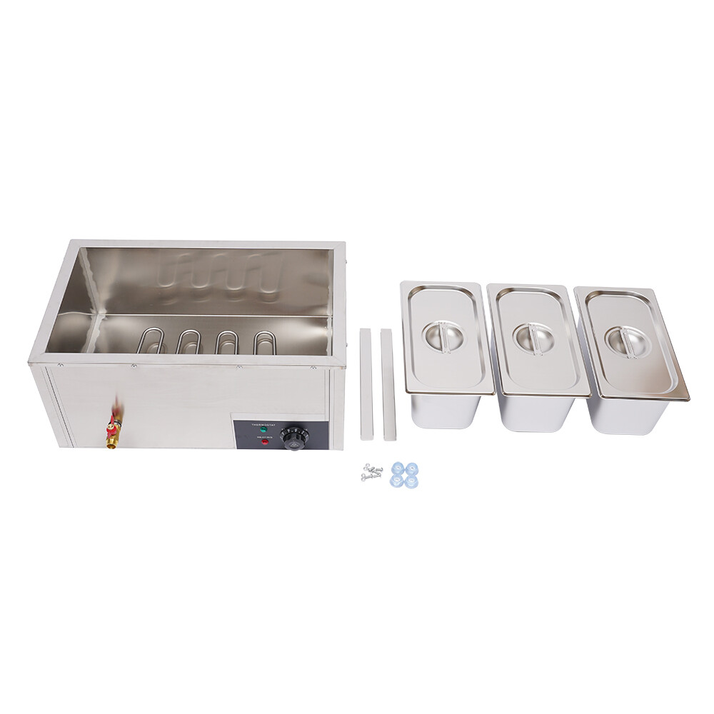 3-Pan Commercial Electric Food Warmer Steam Table Buffet Bain Marie Countertop