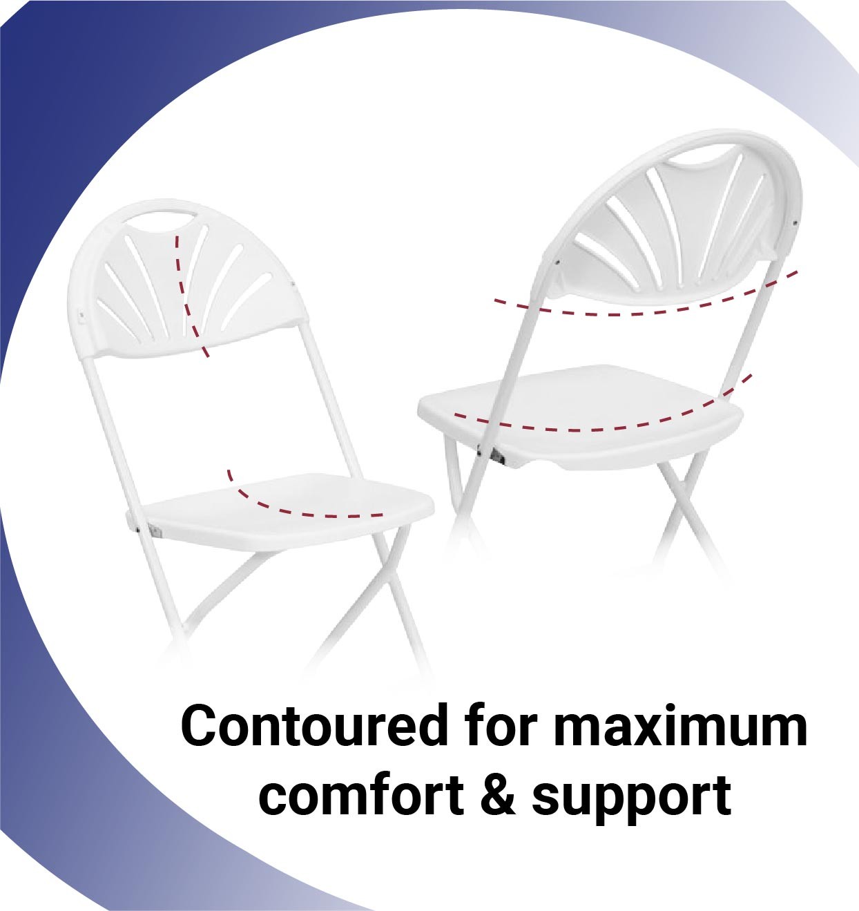 Plastic Folding Chairs White Fan Back Outdoor 300lb Capacity Steel Frame 8 Pack