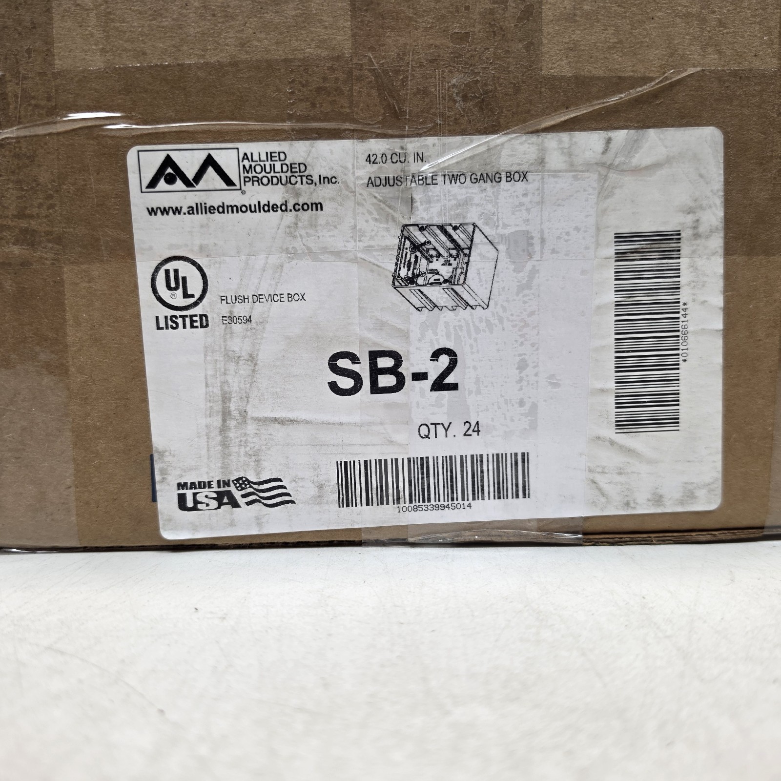 24pcs Allied Moulded SB-2 2 Gang Adjustable Electrical Box New/Old Work