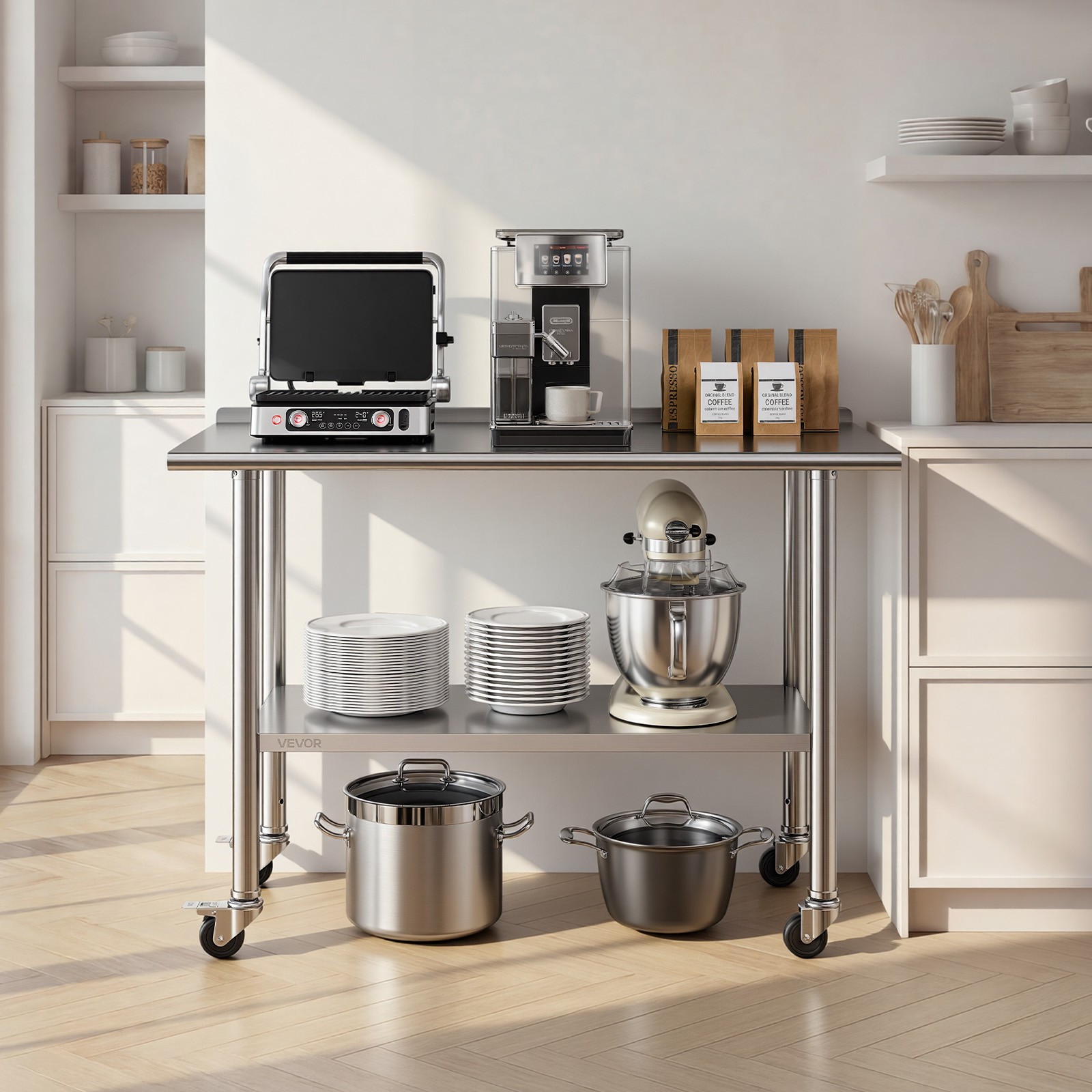 VEVOR Commercial Stainless Steel Table Kitchen Catering Prep Table 24×48 Inch