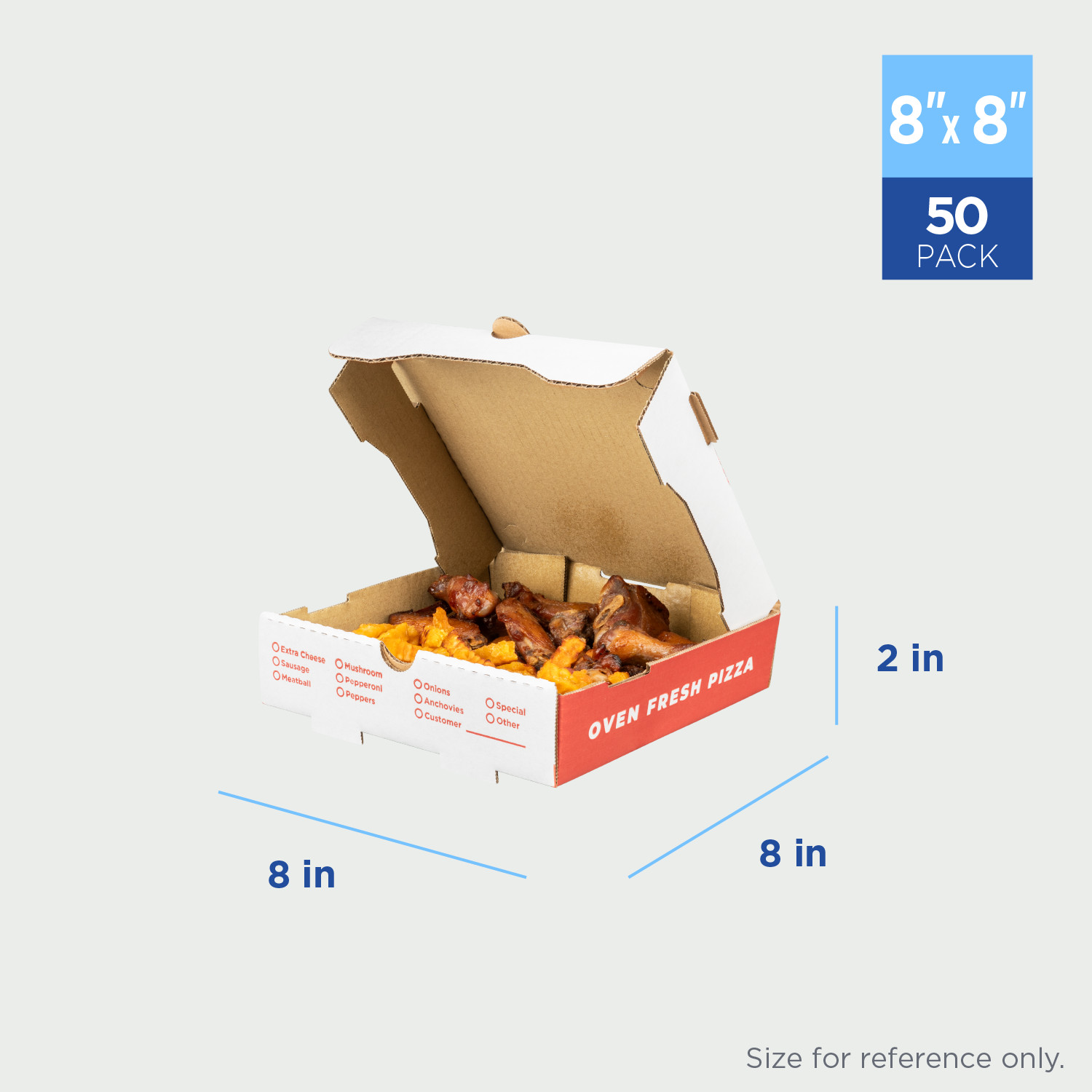 Karat Corrugated Pizza Box, 8»x8»x2», Generic Print – 50 pcs, FP-PBF08WG