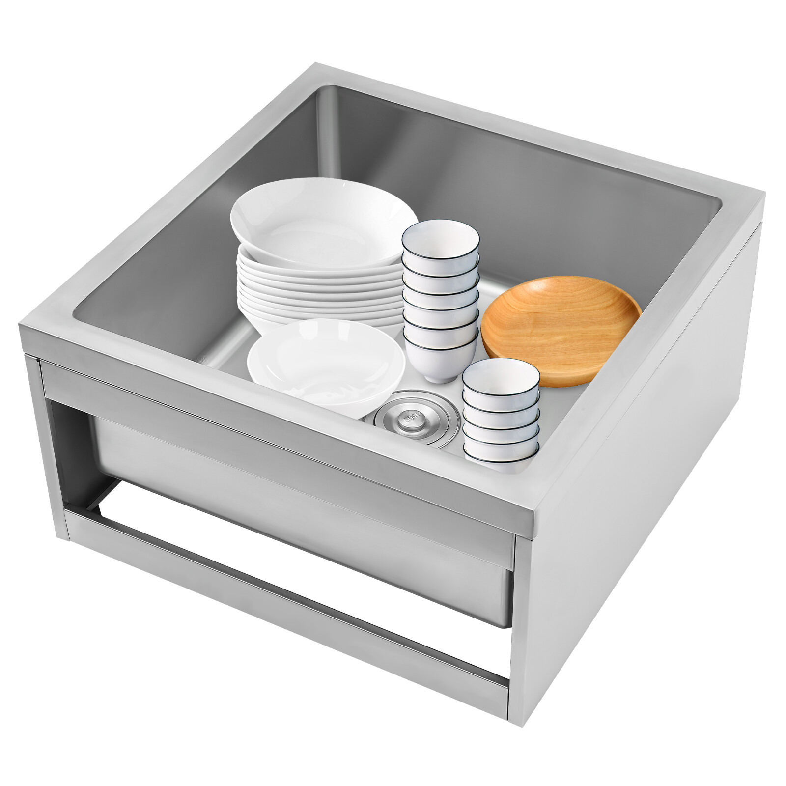 Free Standing Utility Sink, Single Bowl Commercial Sink Restaurant Kitchen Sink