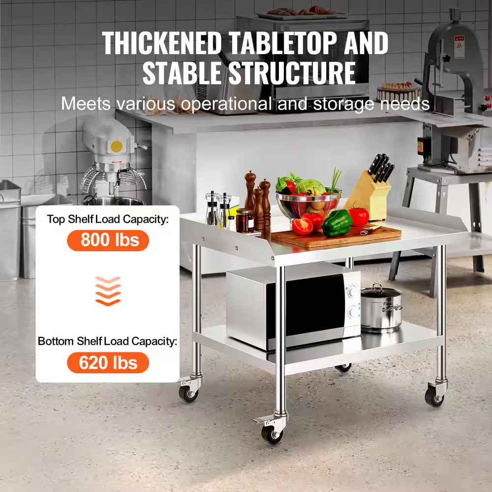 30 X 36 X 30 In. Stainless Steel Work Table, Commercial Food Kitchen Prep Table,
