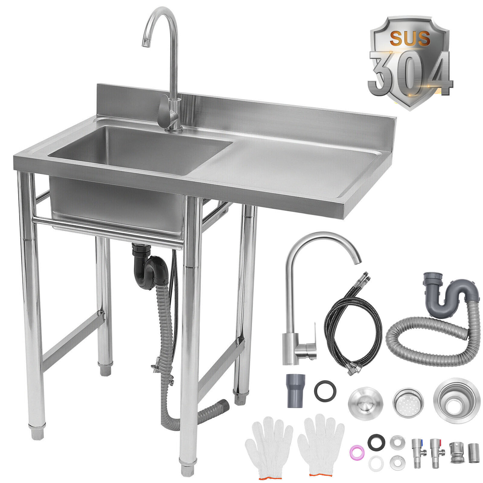 1/2/3 Compartment Stainless Steel Commercial Kitchen Bar Sink