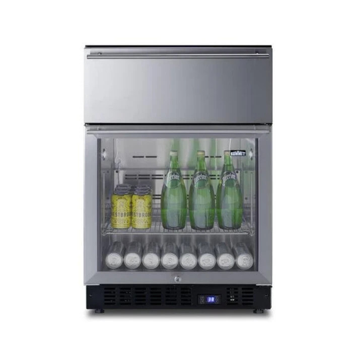 Summit Commercial Refrigerator Under Counter SCR615TD 24″ Glass Door with Drawer
