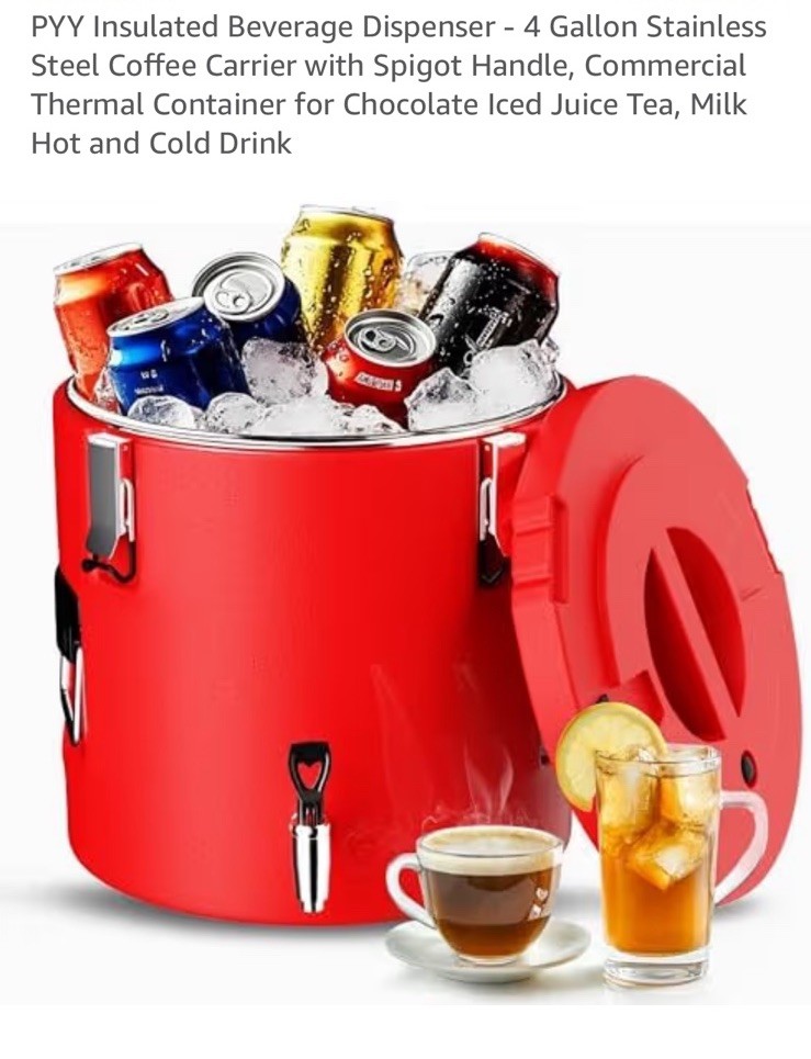 4 Gallon Insulated Beverage Dispenser – Stainless Steel Coffee Carrier
