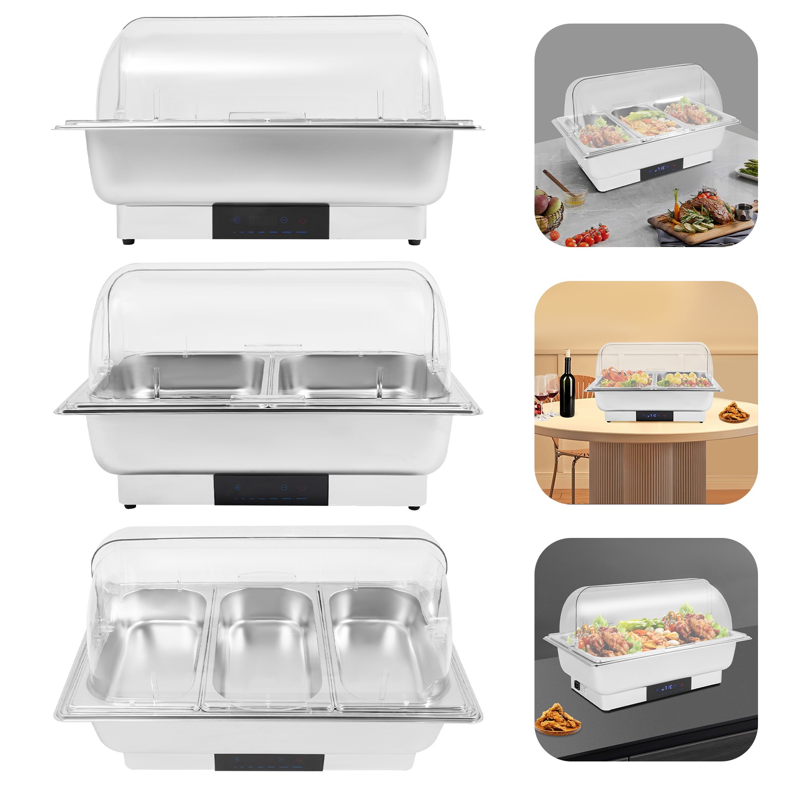 600W Chafing Dish Buffet Warmer Set Stainless Steel Food Warming Container 9L