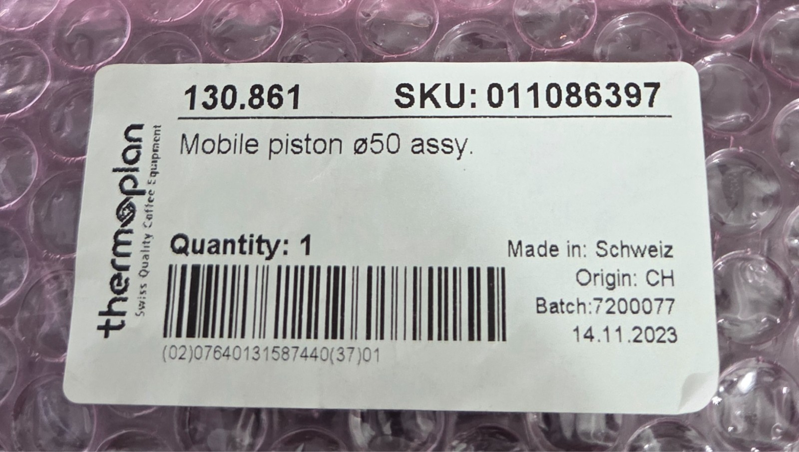 Thermoplan Mastrena II Mobile Piston Ø50 Assy – 130.861 / 011086397
