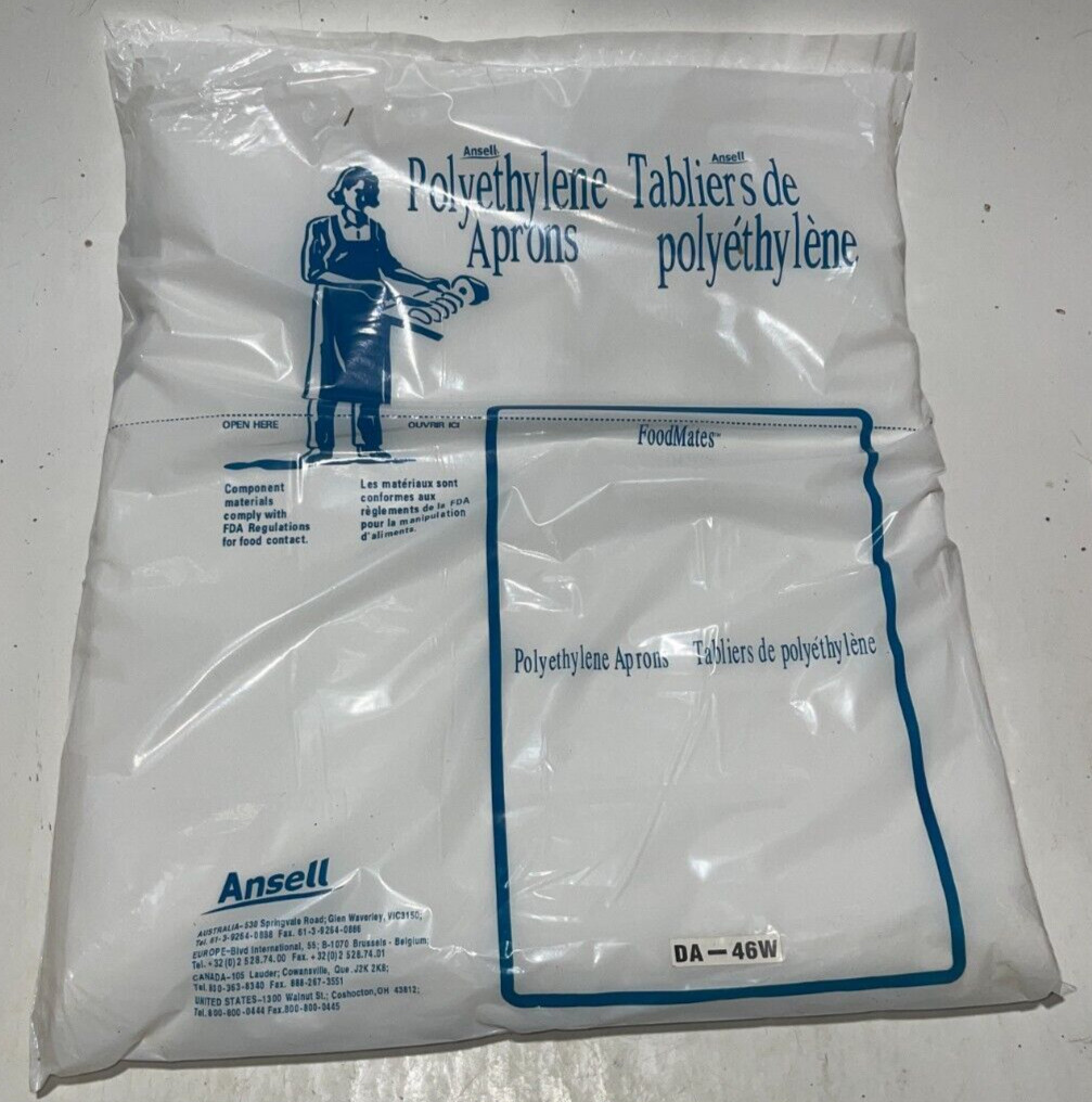 100 Pack – Disposable White Poly Aprons, 28×45 Inches, Die Cut, Bib Style Aprons