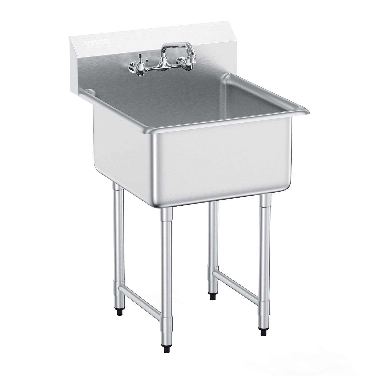 VEVOR 24″ x 24″ Commercial Utility Sink Prep Hand Wash Stainless Steel w/ Faucet