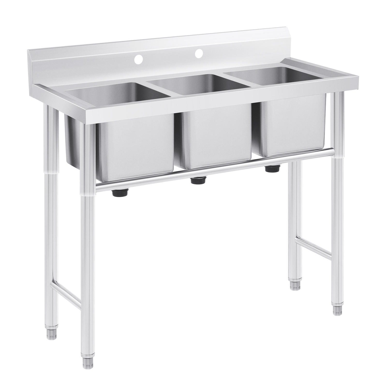 WILPREP Professional Stainless Steel 3 Compartment Commercial Utility&Prep Sink