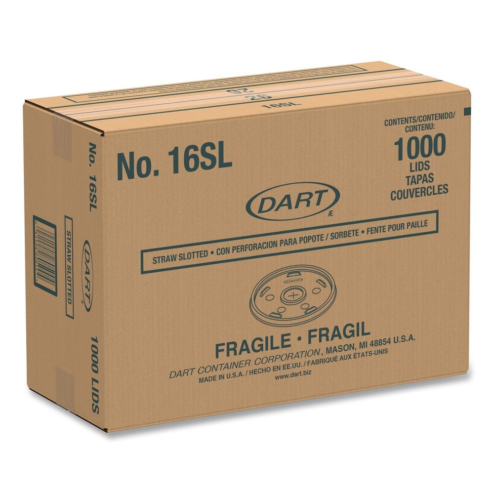Dart 16SLPK Straw-Slotted Plastic Lids – Translucent (100/Pack) New