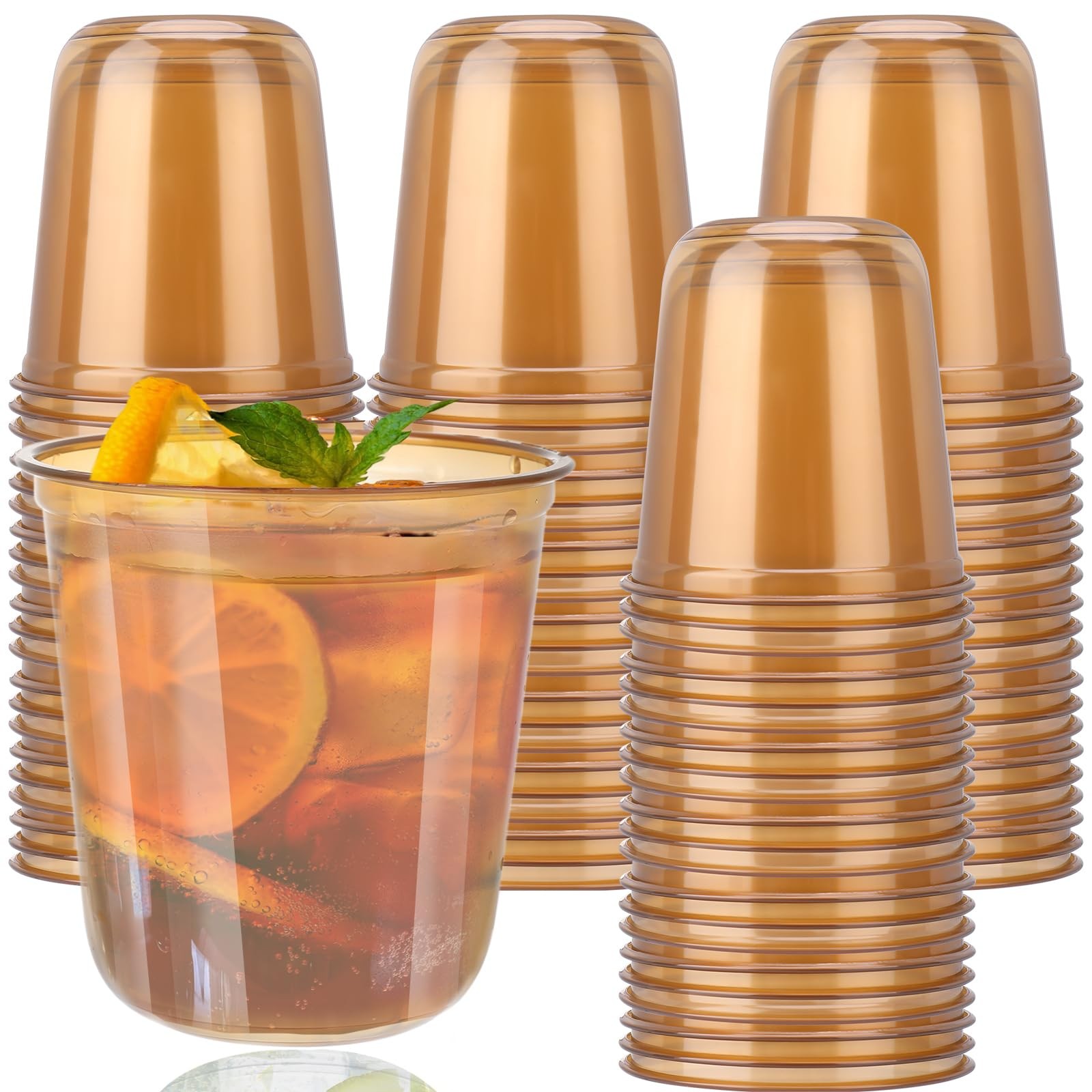 50pcs 12oz Disposable Stemless Glasses,PET Disposable Drinking Cups,Cold Part…