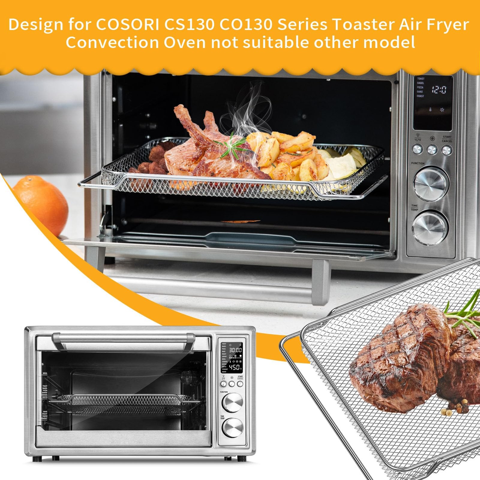 GWY Air Fryer Basket Replacement for COSORI CS130-CFH CS130-AO 13 14.1*11.8»