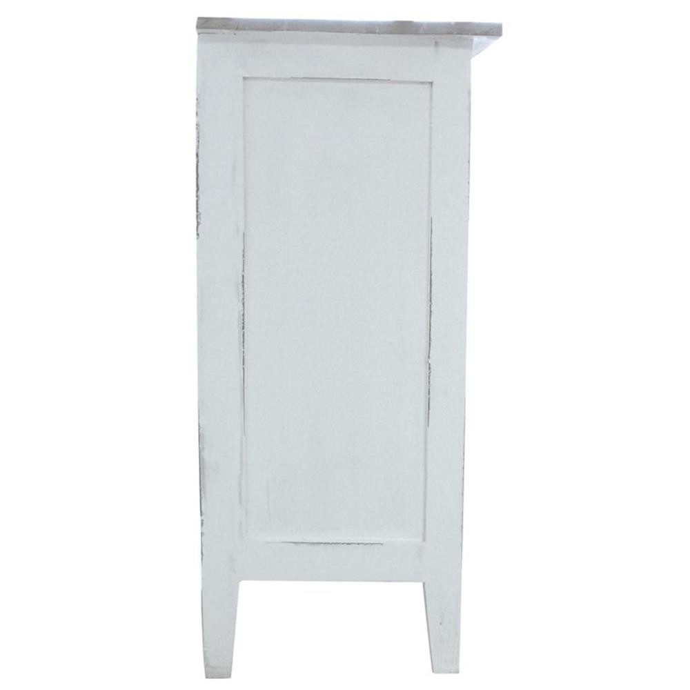 Sunset Trading Cottage Shutter Door Credenza White/Gray Solid Wood No Assembly
