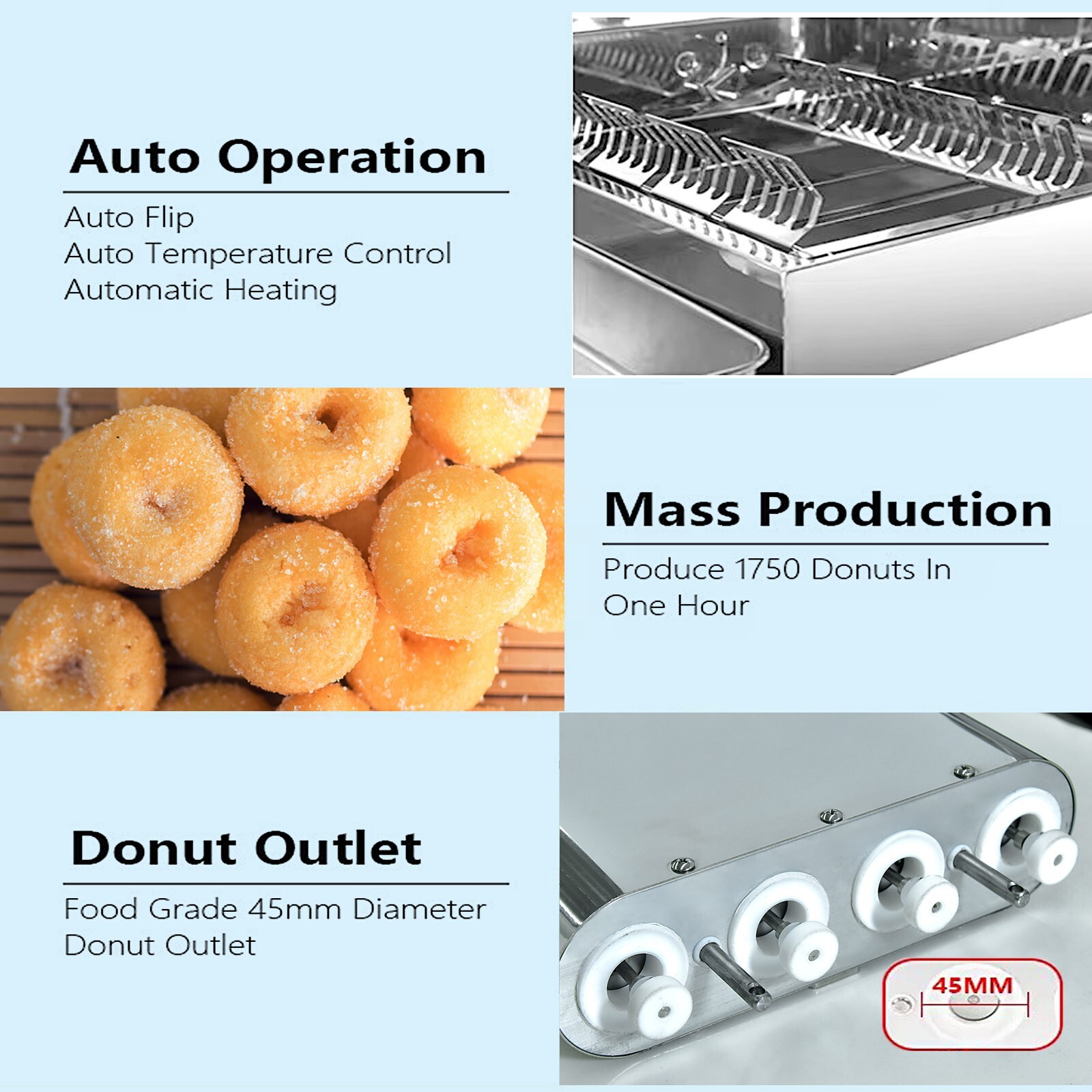 Kolice 4 Rows Automatic Doughnut Maker, Donut Machine,Donuts Frying Machine