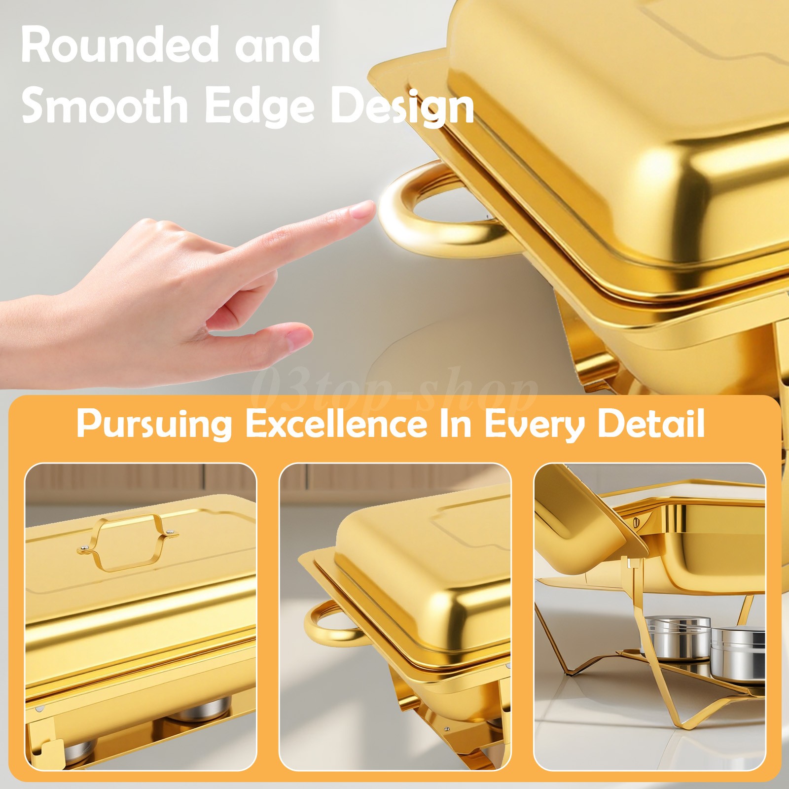 9Qt 4X Chafing Dish Buffet Set GOLD 316 Stainless Steel Chafer for Catering