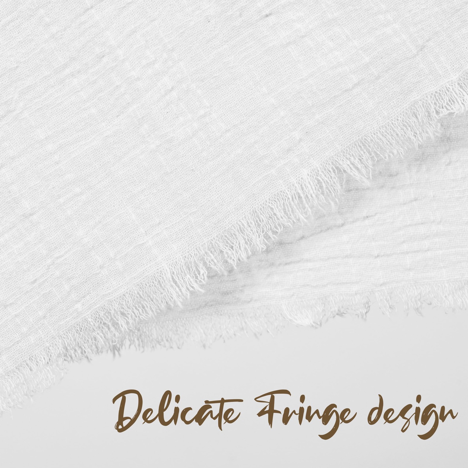 Pesonlook 60 Pcs White Handmade Cloth Napkins Fringe 16X16 Inches Cotton
