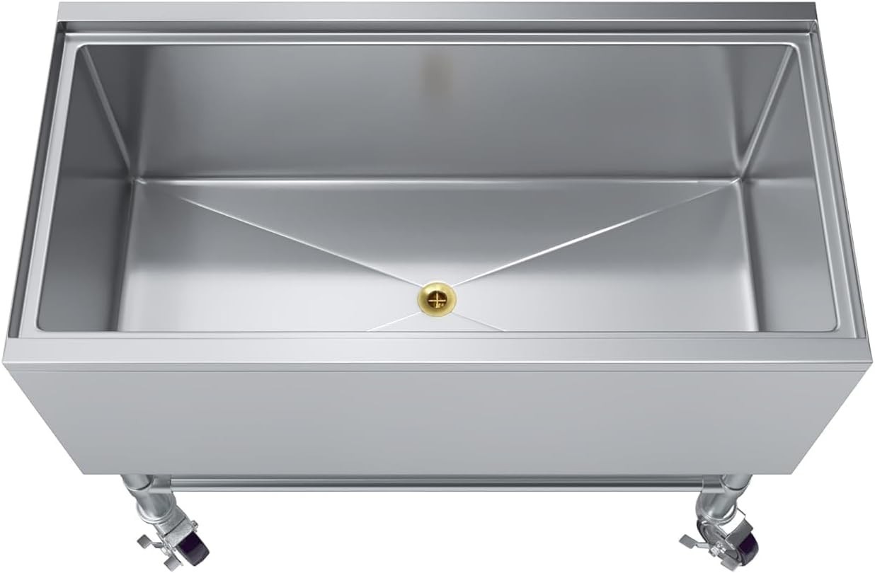 Mobile Ice Bin with Sliding Lid – Stainless Steel, Insulated, with Bottle Holder