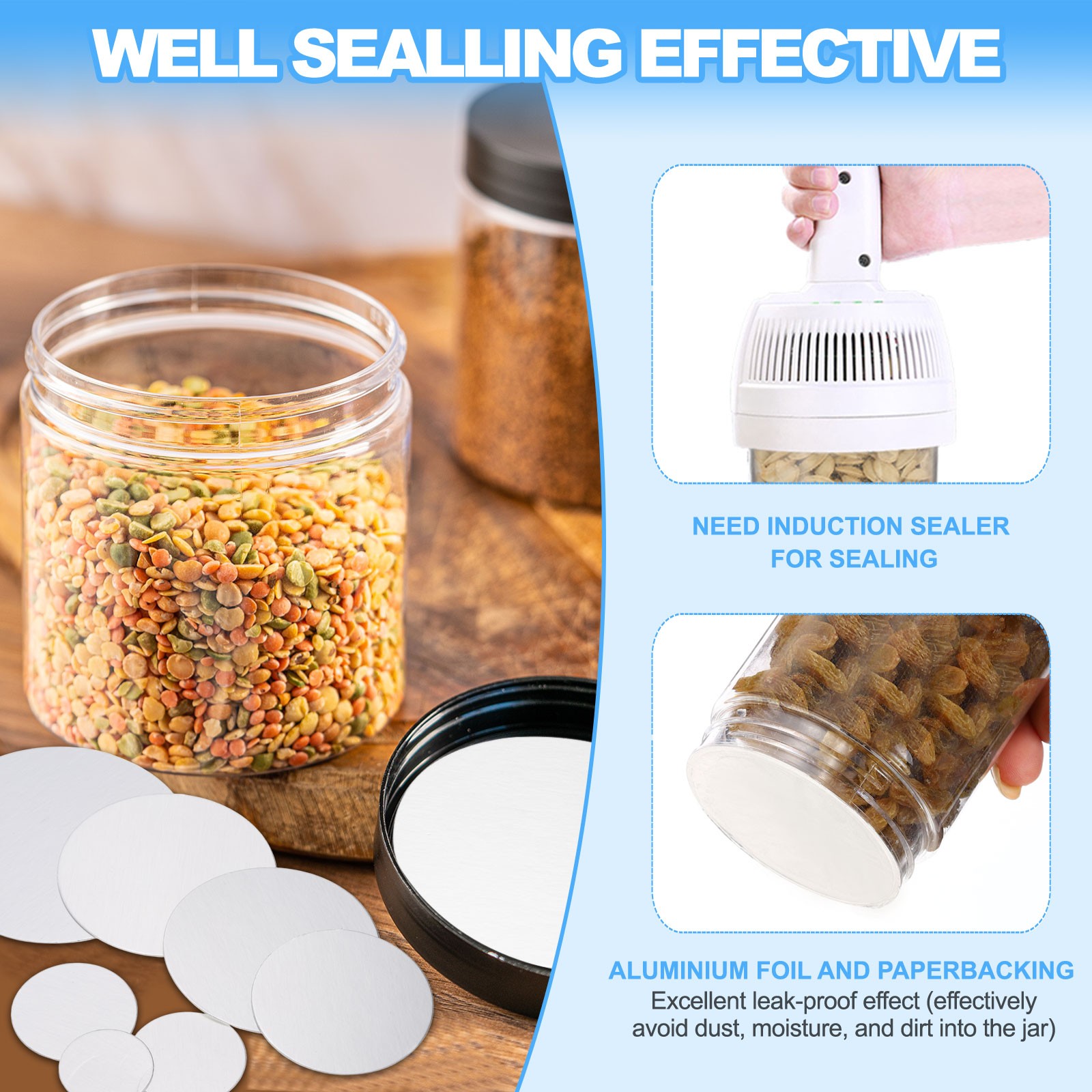 88mm/3.46» Aluminum Foil Cap Liners,160 Pcs Induction Sealer Sealing Liners