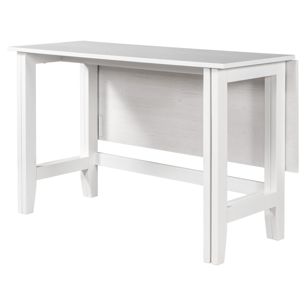 Farmhouse Wood Extendable Dining Table with Drop Leaf for Small Places, Gray