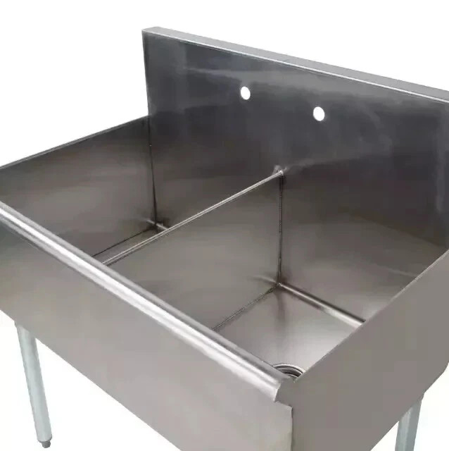36″ 2 Compartment 18″ x 21″ x14 Stainless Steel Commercial Utility Prep Two Sink