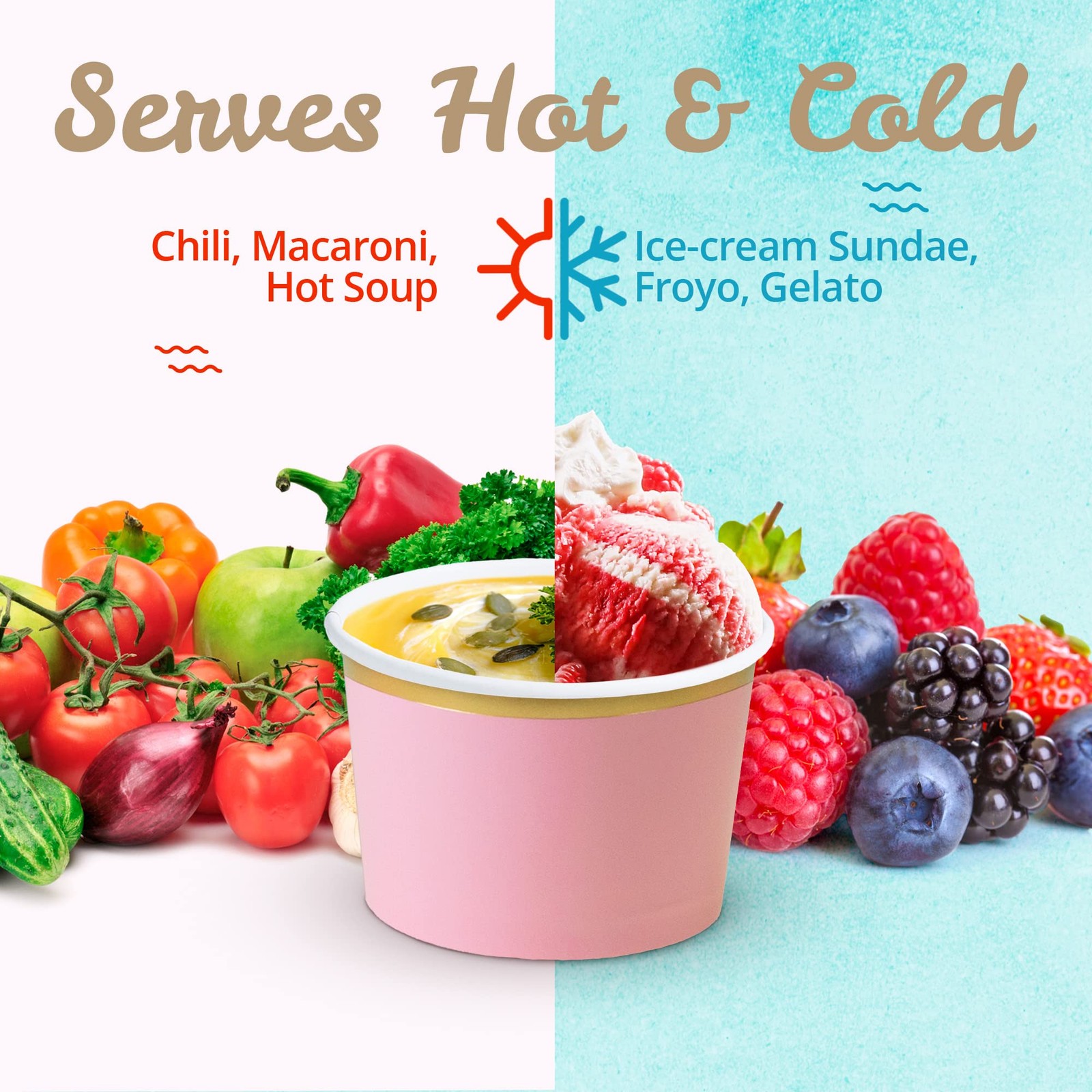 Paper Ice Cream Cups, 50 Count, 266 ml, Disposable Dessert Trays for Hot or Cold …