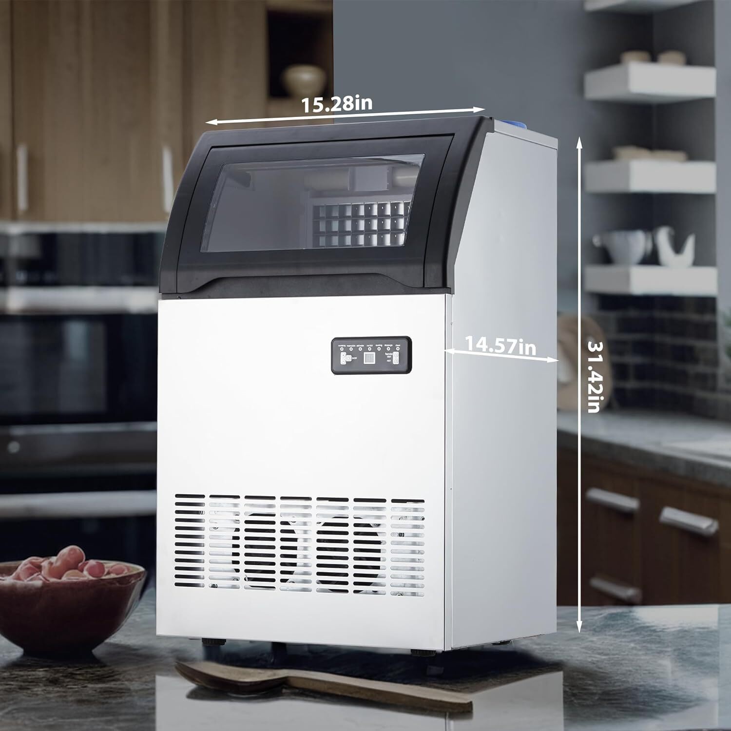 Commercial Ice Maker Stainless Steel Double Inlet Water Ice Cube Machine 120LBS