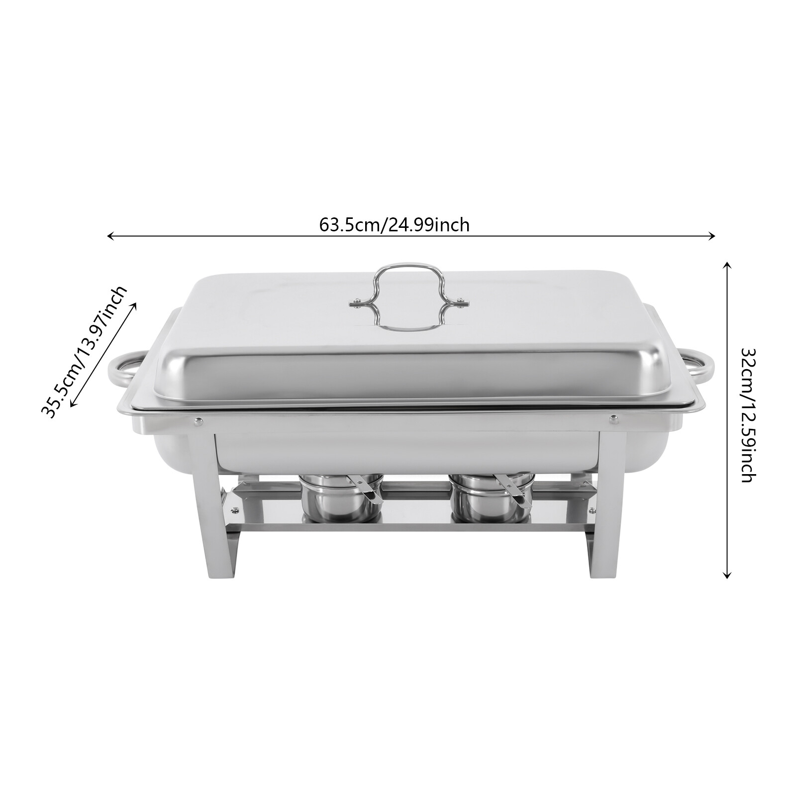 Silver 3 Pan Food Warmer Stainless Steel Buffet Set Food Pan Catering Chafer