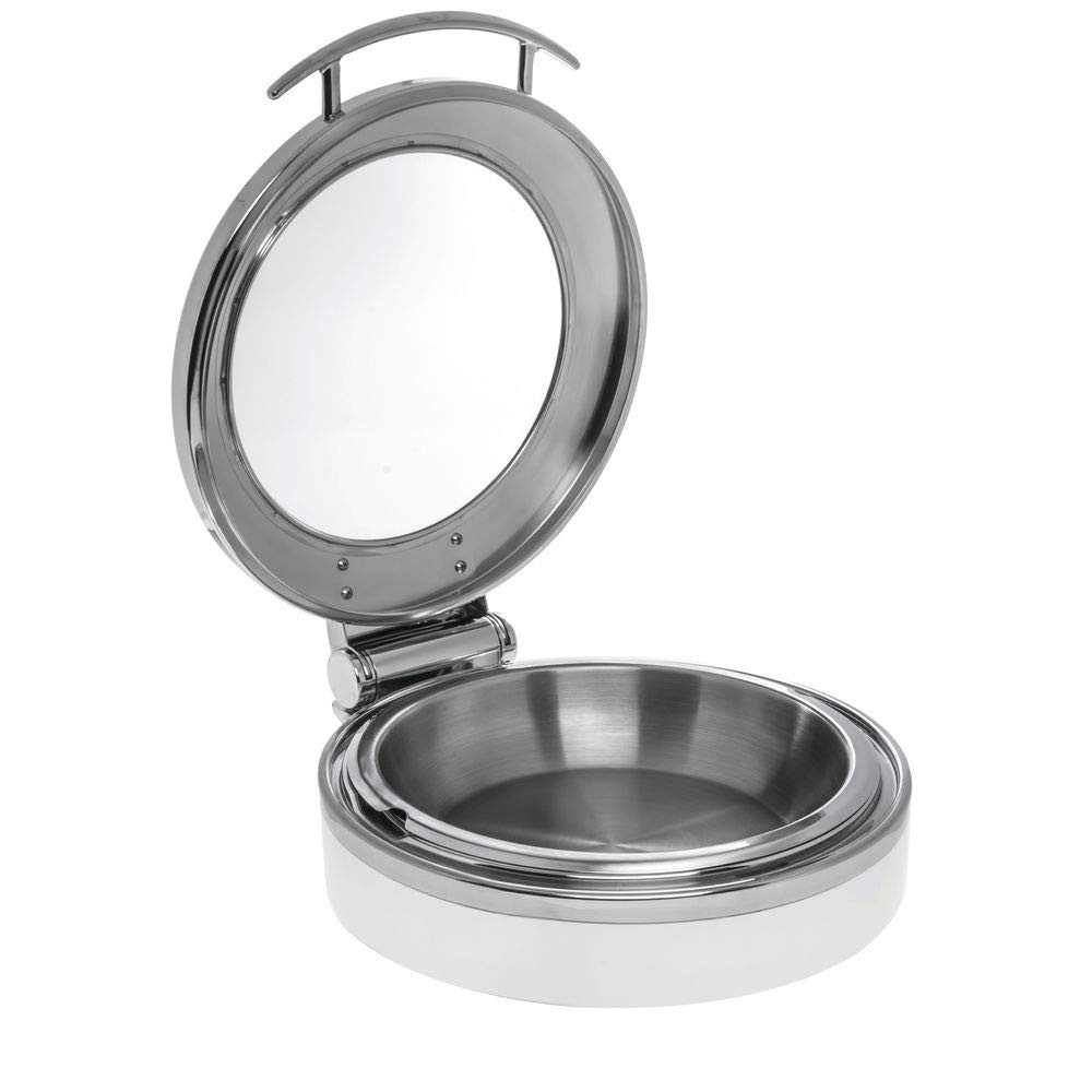 HUBERT® Induction Chafer 4 1/5 Qt Round Stainless and White -19 1/3″L x 15 2/5″W