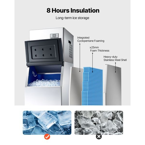 Commercial Ice Maker Machine, 550LBS/24H Ice-Making Machine