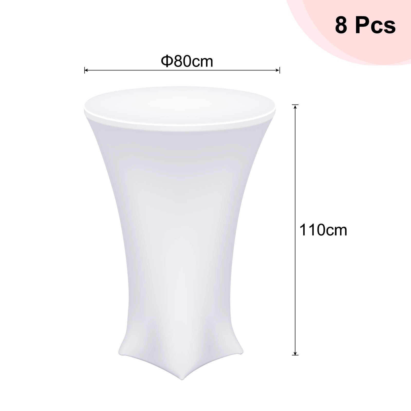 8 Pcs 31.5″x43″ Highboy Spandex Cocktail Table Covers, White