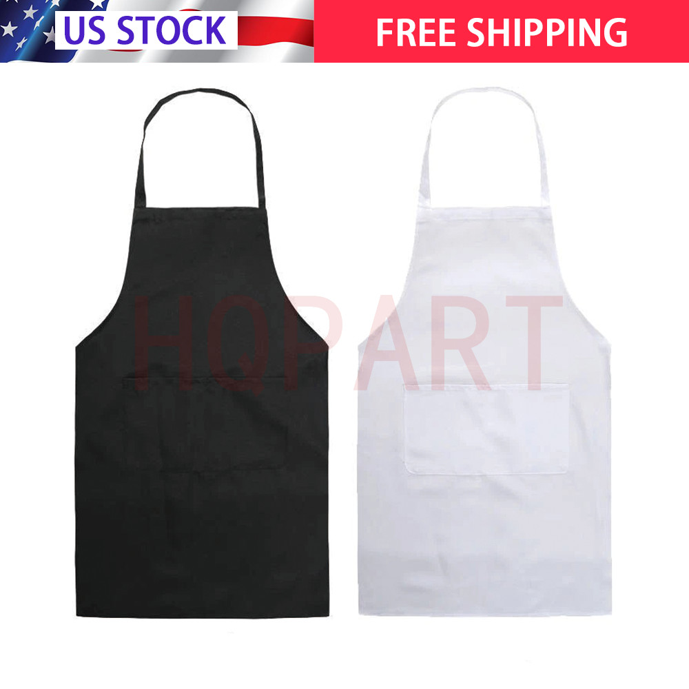 2 Pockets Kitchen Chef Bib Apron Cooking Waterproof Butcher Catering Restaurant