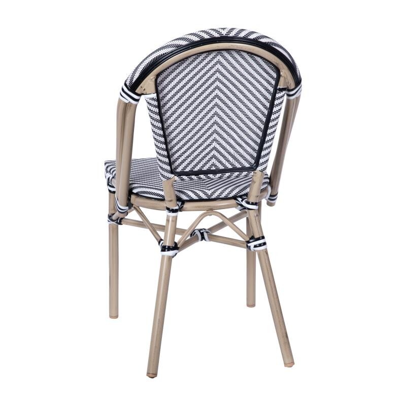 Bistro Style Black/White Armless Dining Chair With Bamboo Aluminum Frame